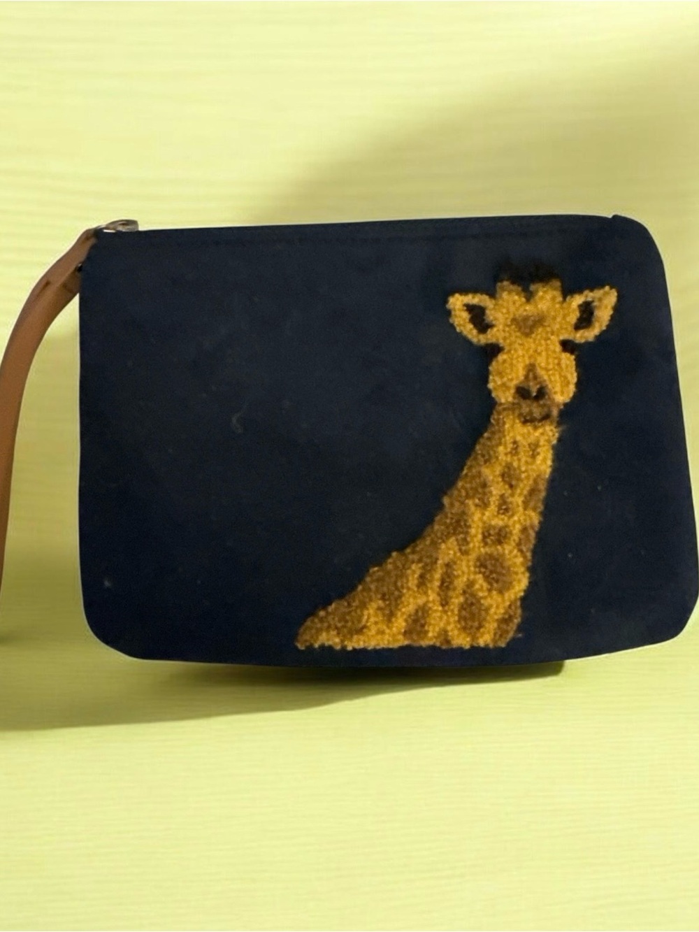 Navy Blue Giraffe Suede Wristlet Clutch